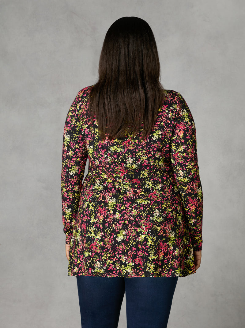 Multi Ditsy Print Jersey Empire Seam Top