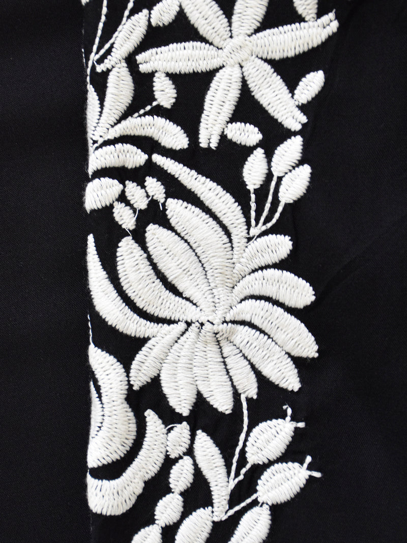Black Embroidered Swing Dress