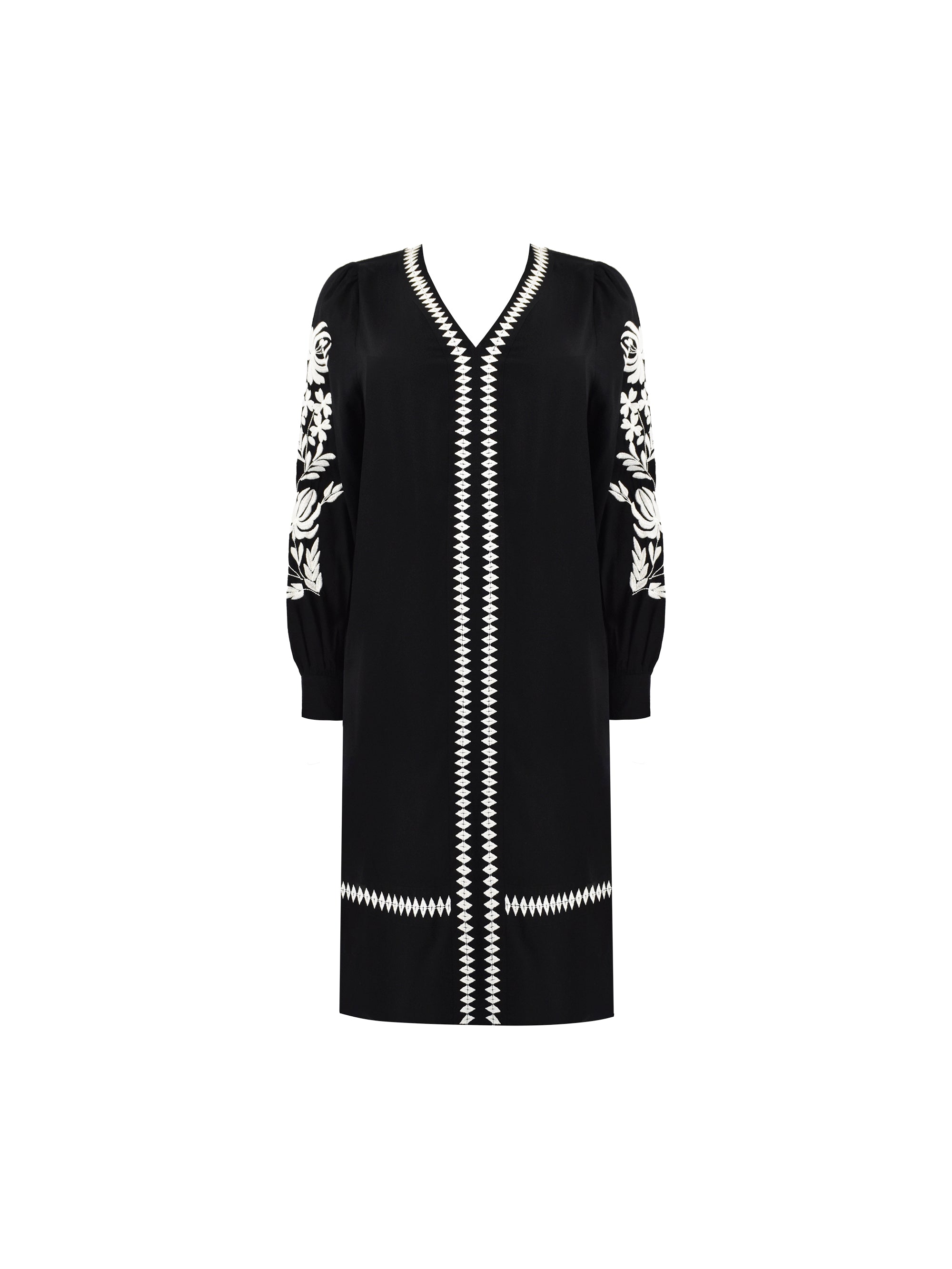 Black and white embroidered dress hotsell