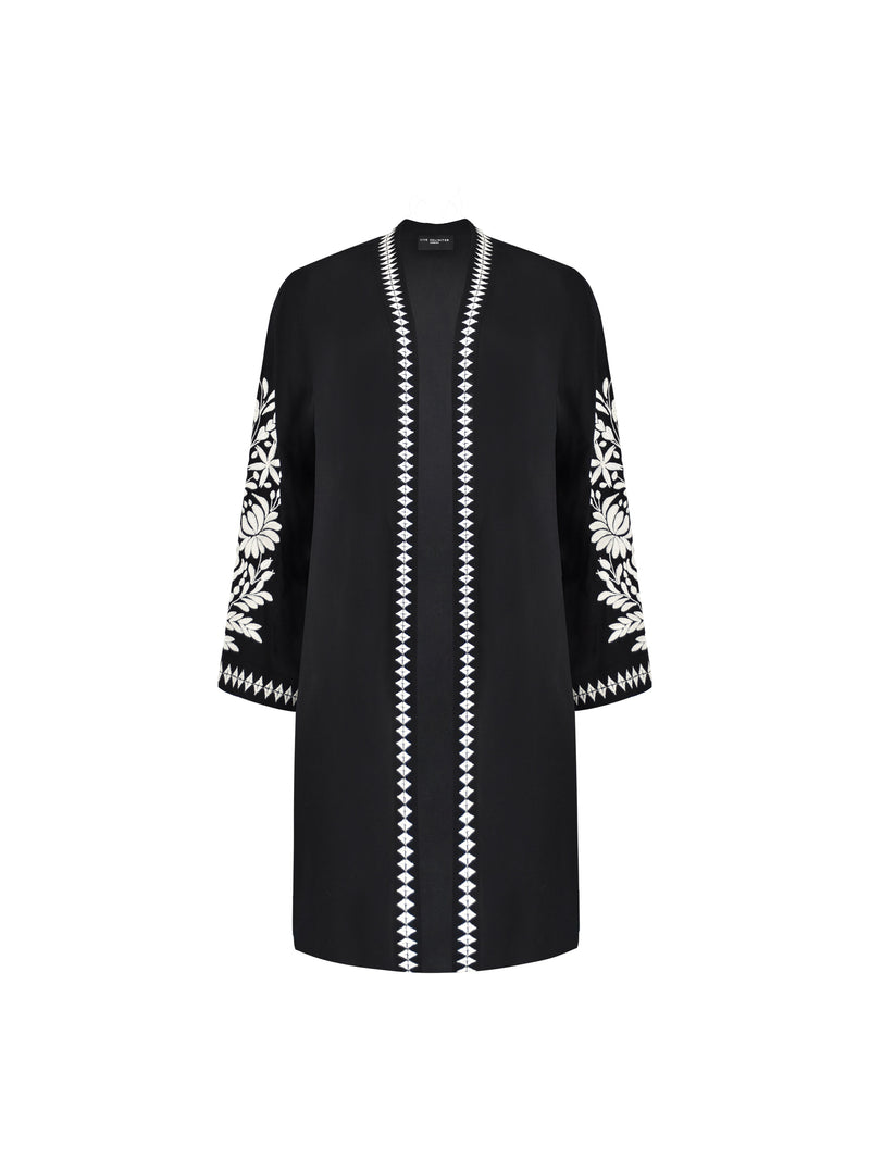 Black Embroidered Kimono