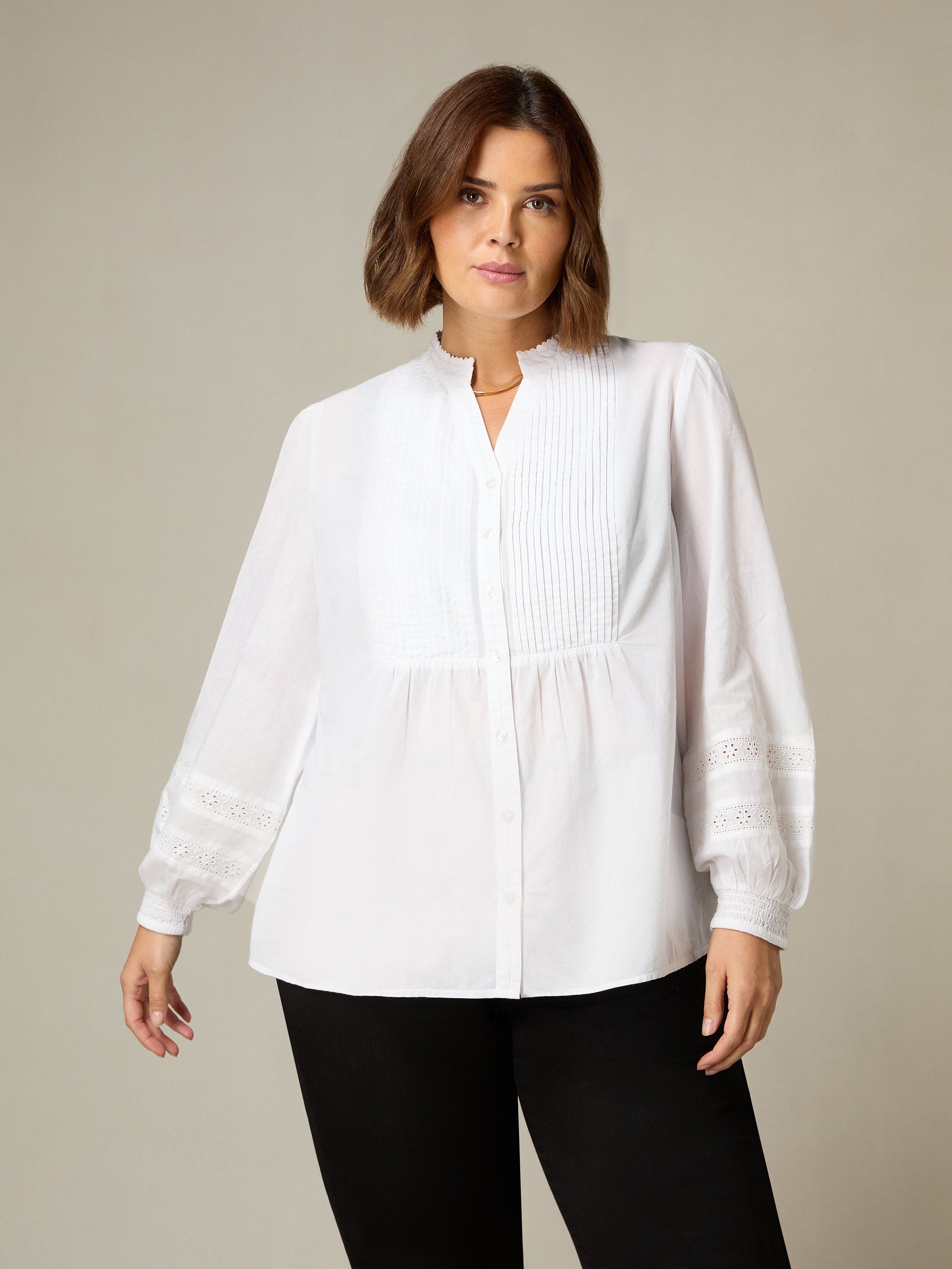 トップス mie ajunar pintuck blouse white White Pintuck Blouse