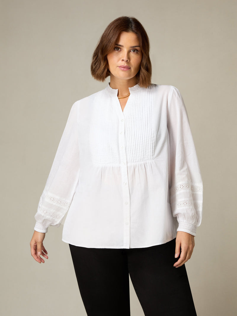 White Pintuck Blouse