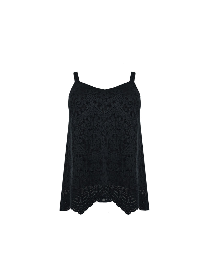 Black Lace Vest Top