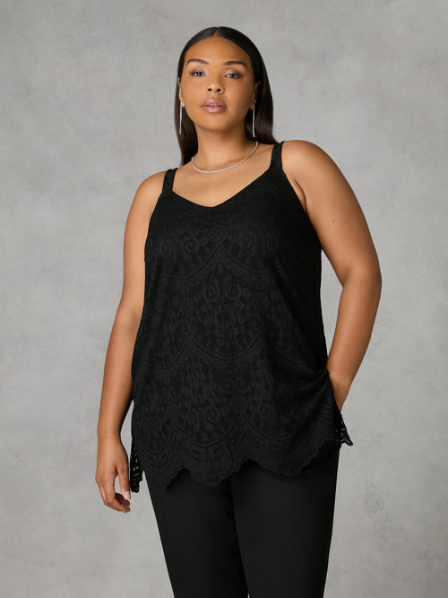 Black Lace Vest Top