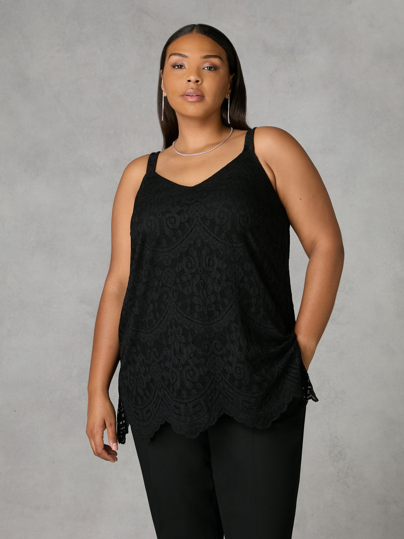 Black Lace Vest Top