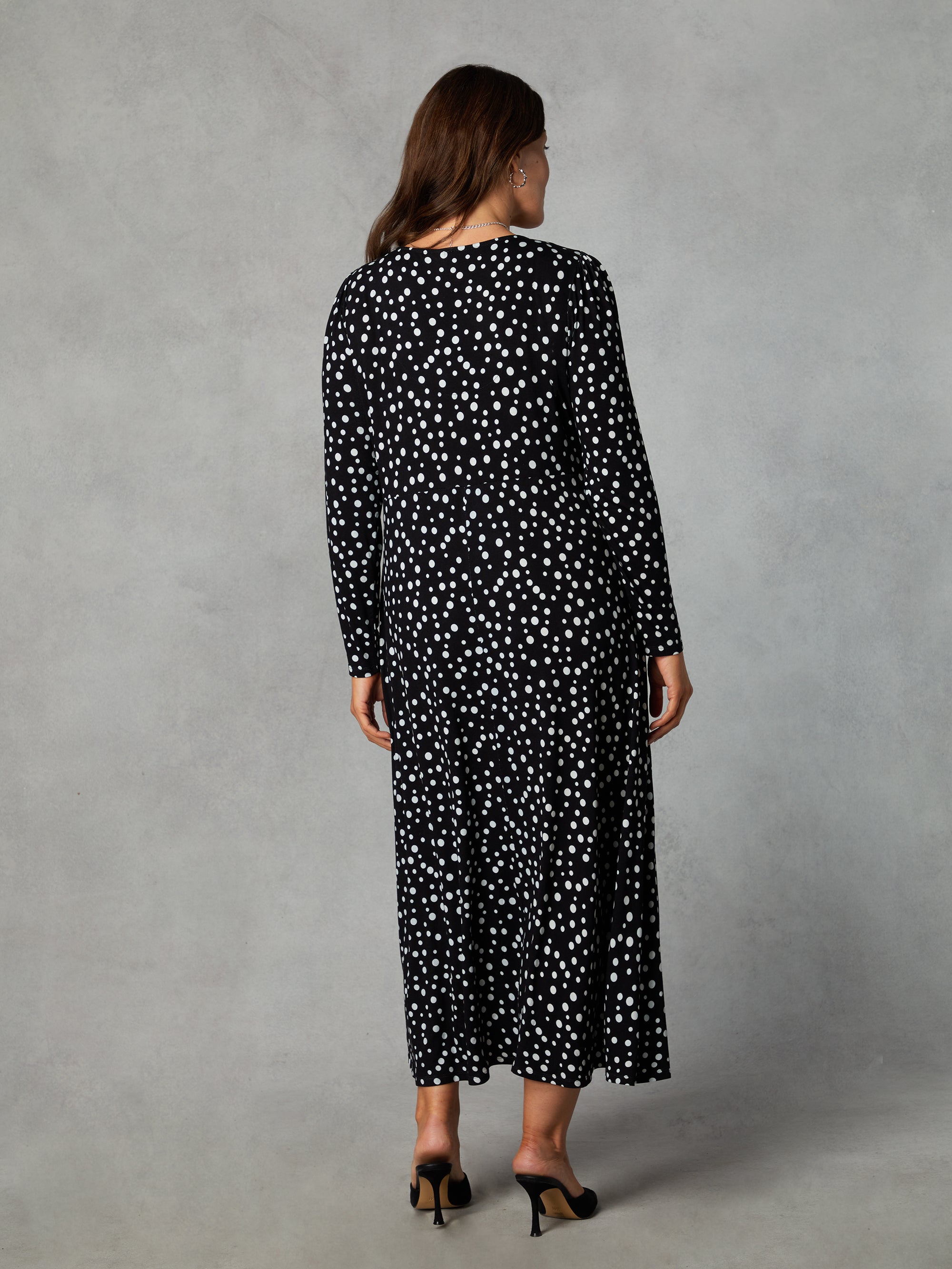 Petite Mono Spot Empire Seam Midi Dress