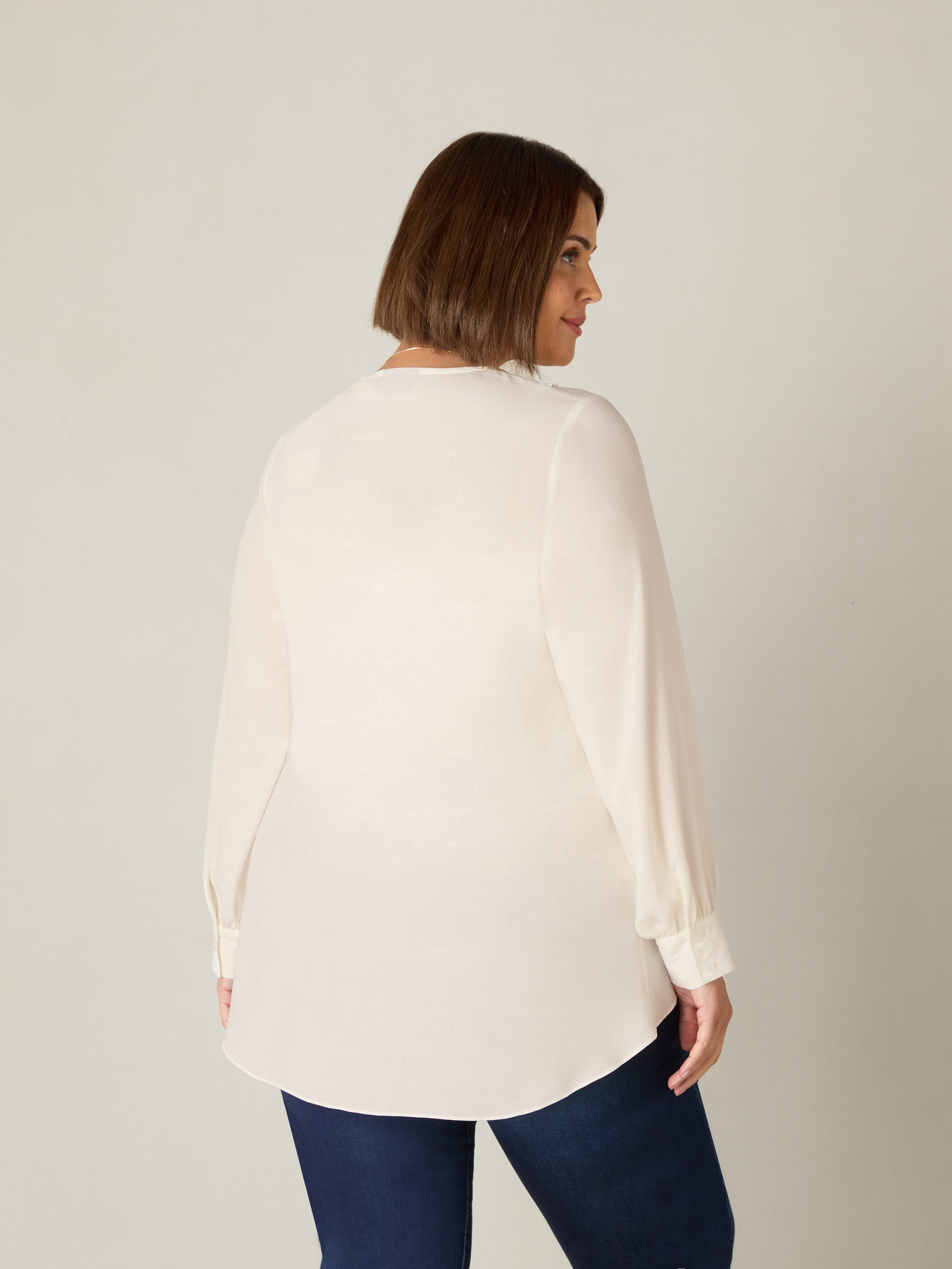 Ivory Ruffle Front Blouse