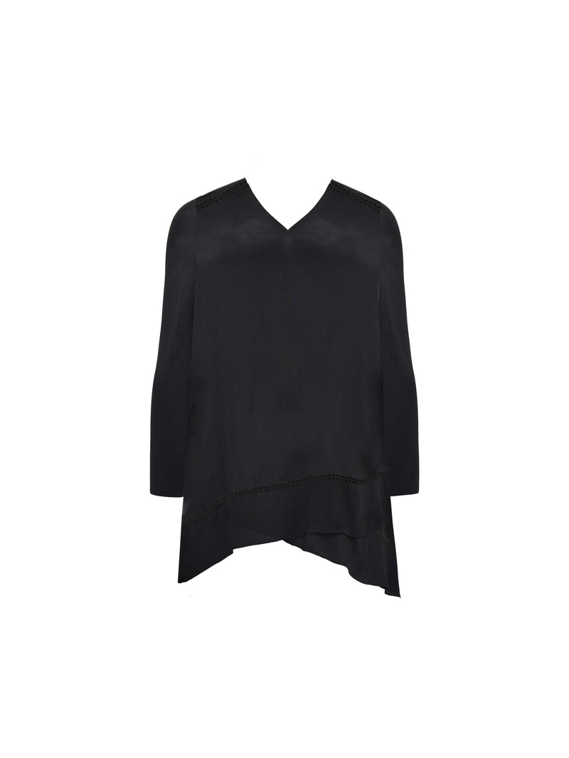 Black Ladder Trim High Low Tunic