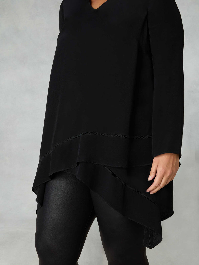 Black Ladder Trim High Low Tunic