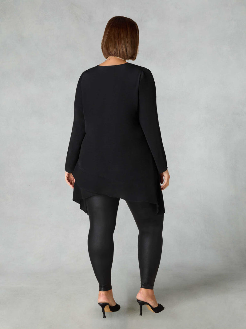 Black Ladder Trim High Low Tunic