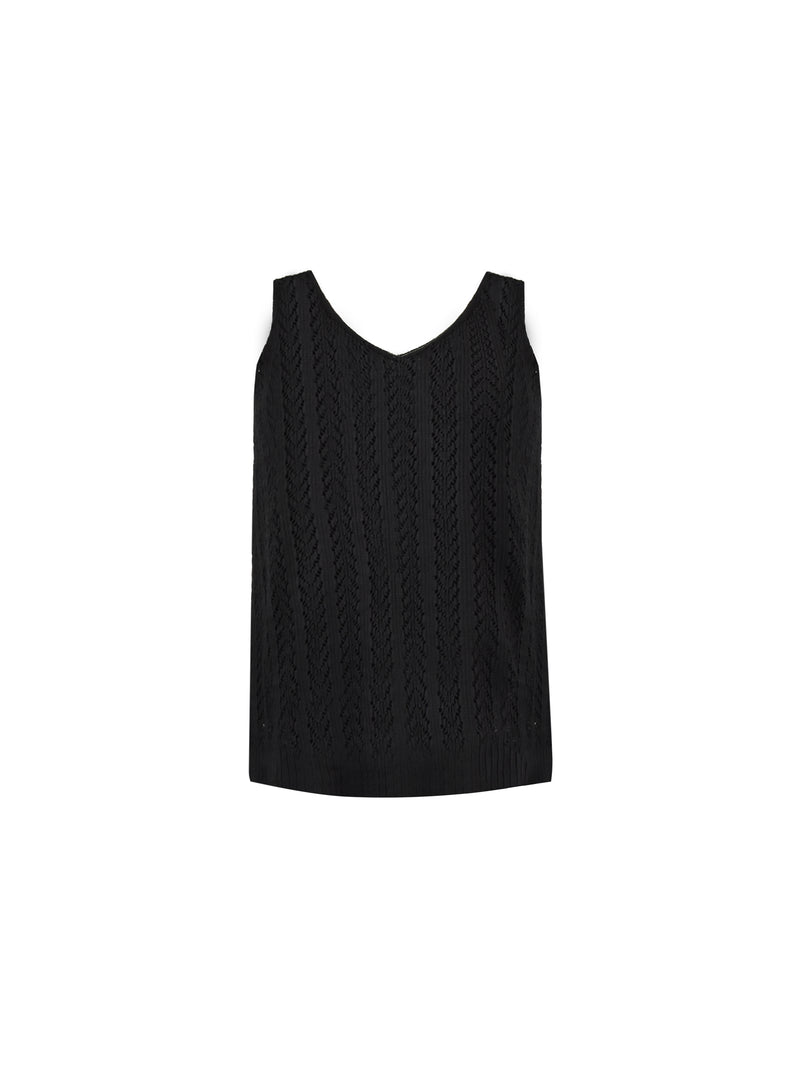 Black Crochet Knit Vest Top