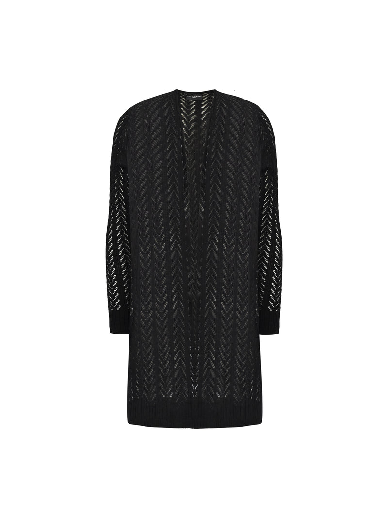 Black Crochet Knit Cardigan