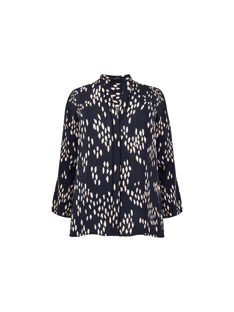 Stone Dash Print Flute Sleeve Blouse