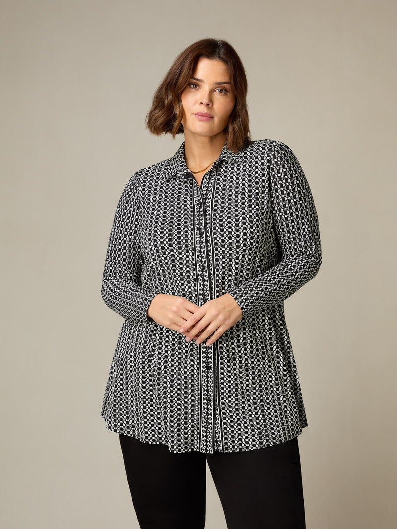 Mono Geo Print Jersey Shirt