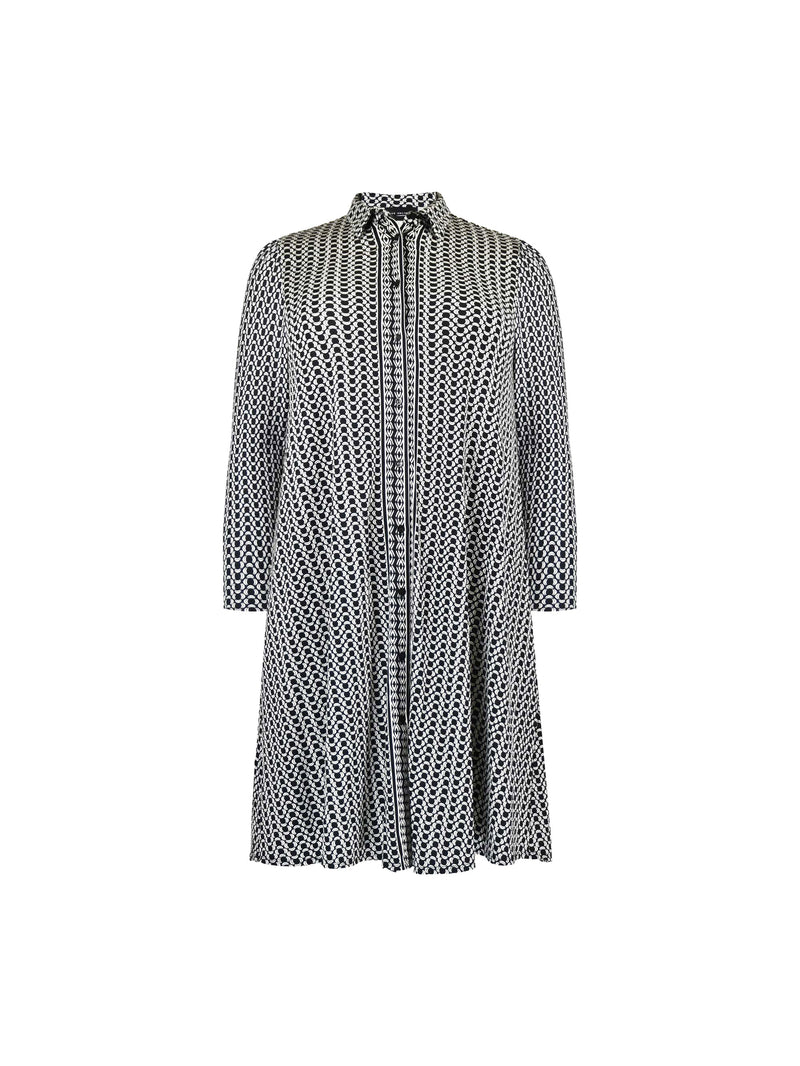 Mono Geo Print Jersey Relaxed Shirt Dress