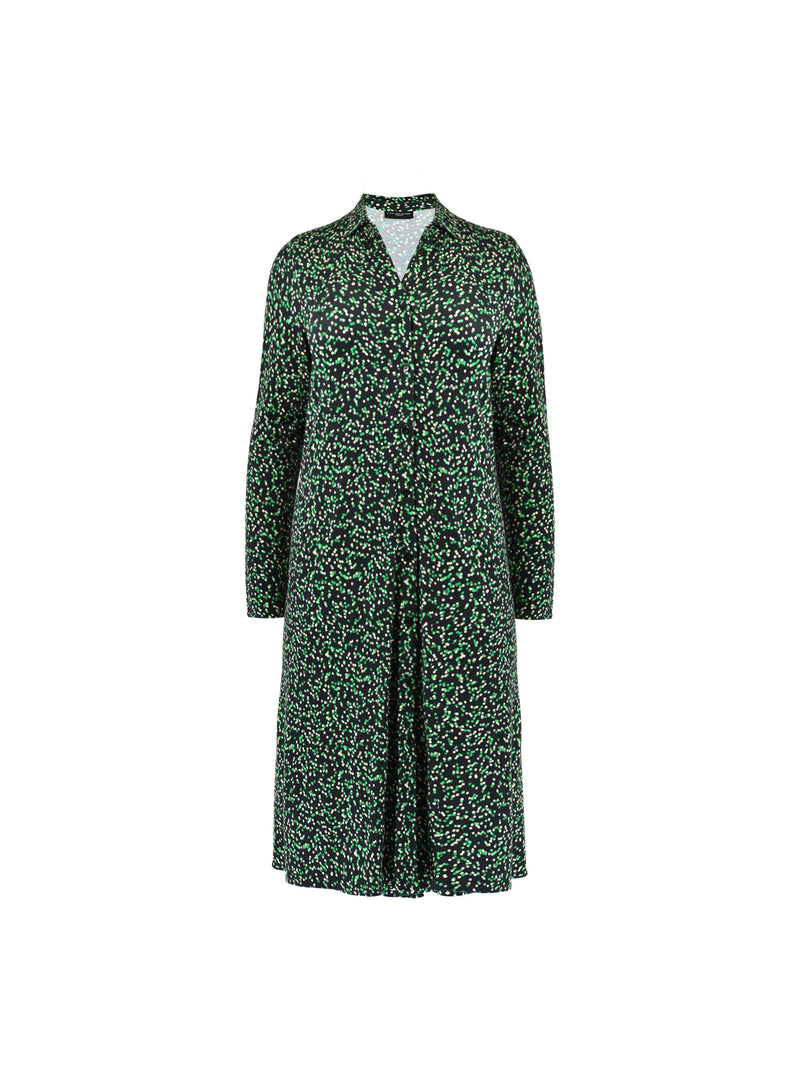 Petite Green Spot Print Jersey Relaxed Shirt Dress