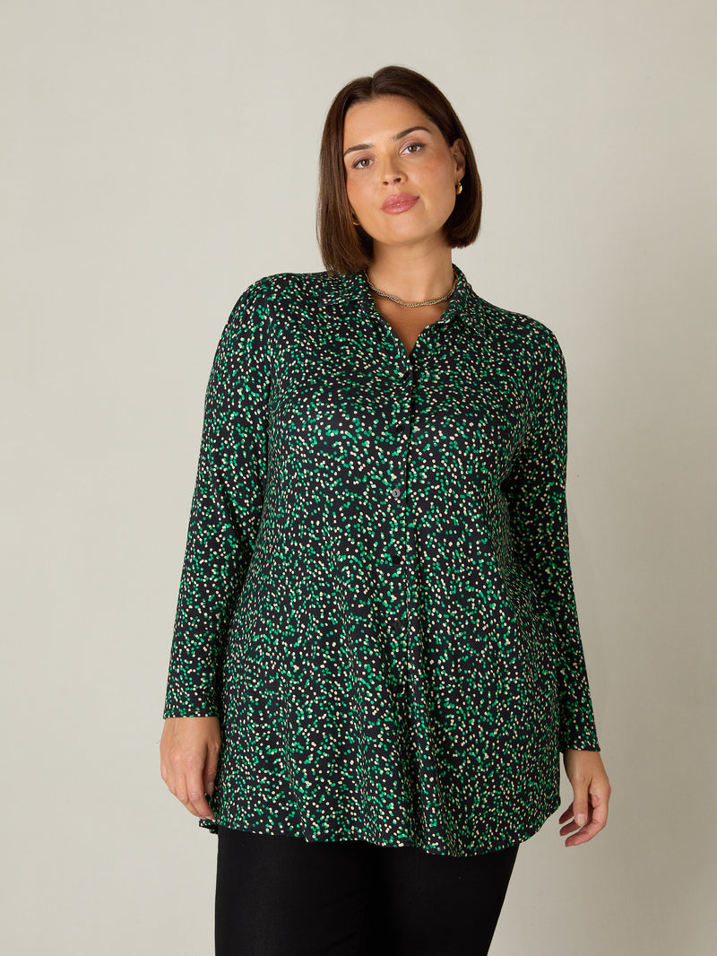 Green Spot Print Jersey Shirt