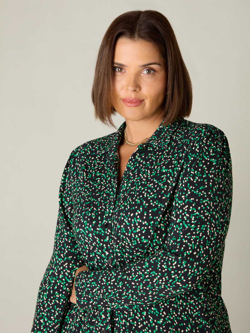 Green Spot Print Jersey Shirt