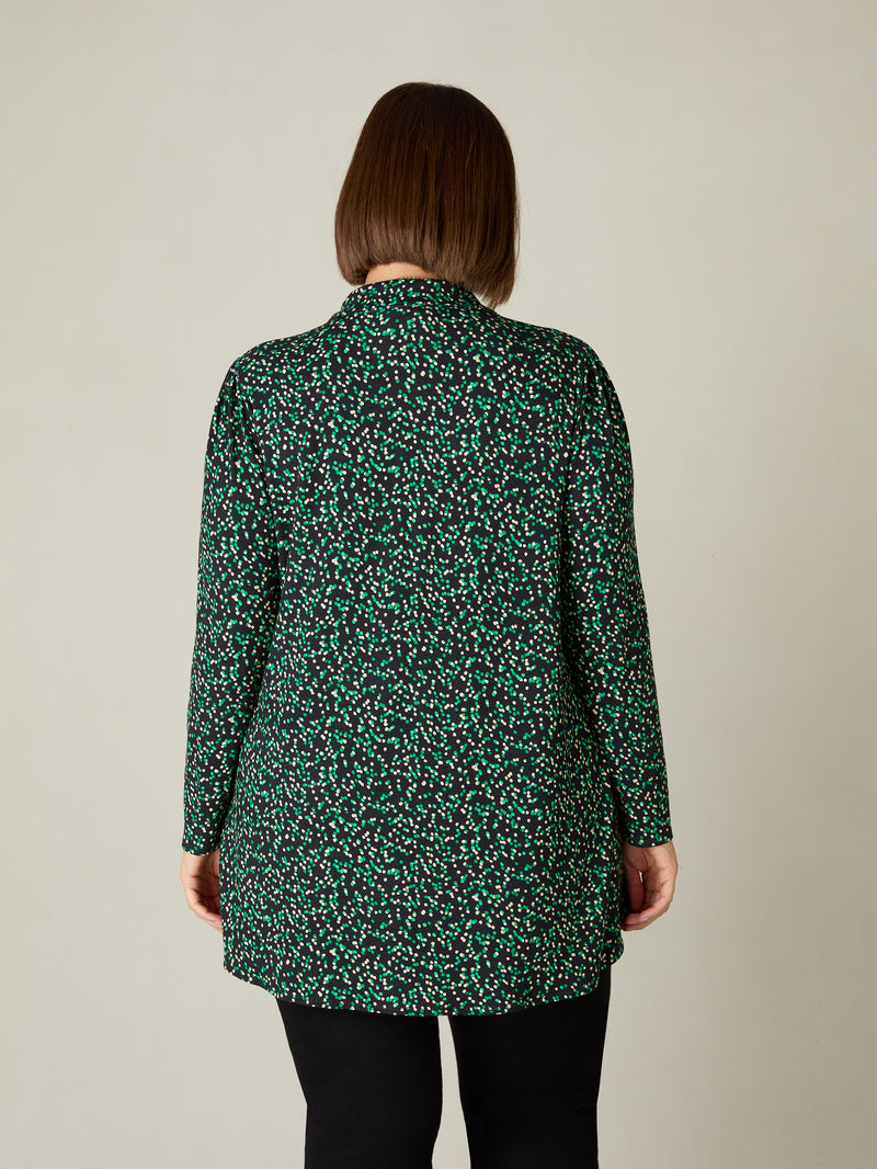 Green Spot Print Jersey Shirt