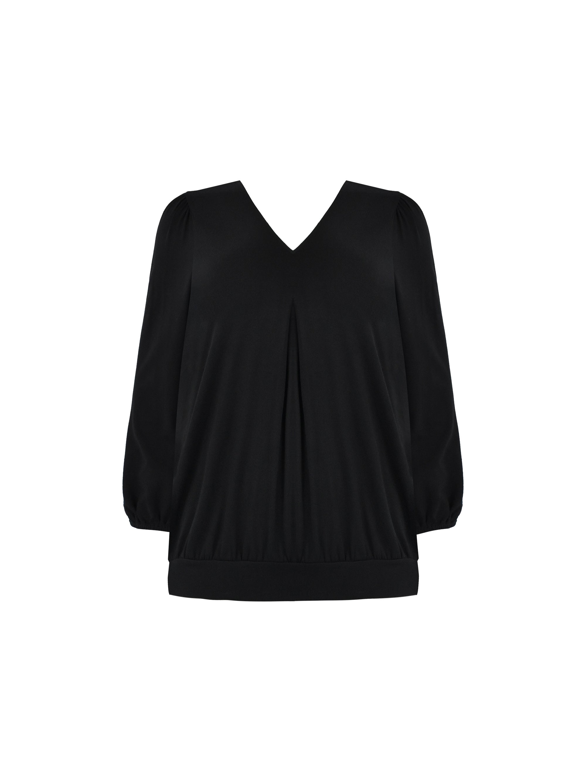 Black Jersey Pleat Front Top