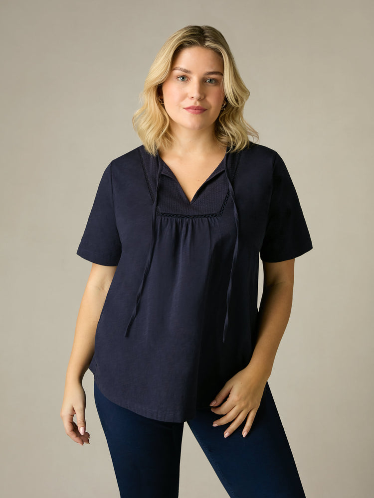 Navy Cotton Slub Bib Tunic