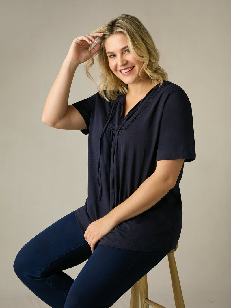 Navy Cotton Slub Bib Tunic