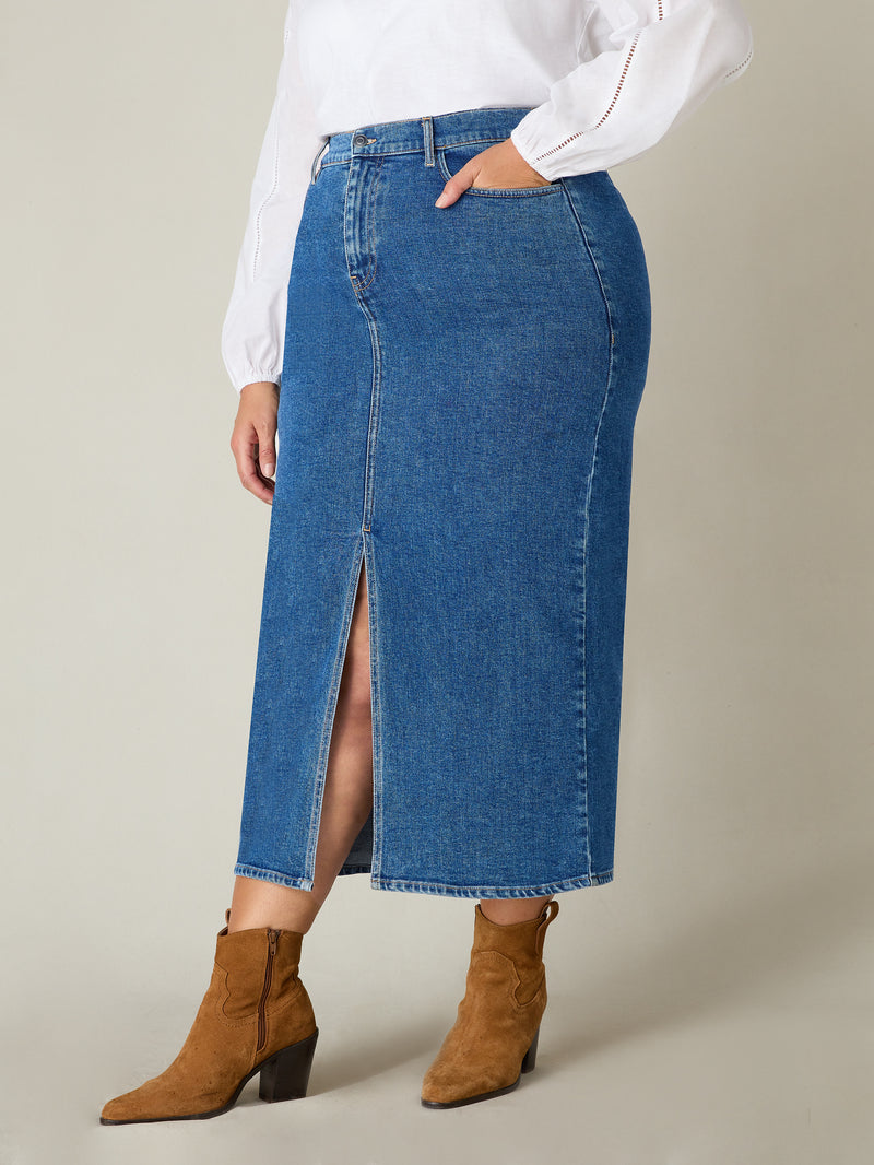 Denim Midi Skirt