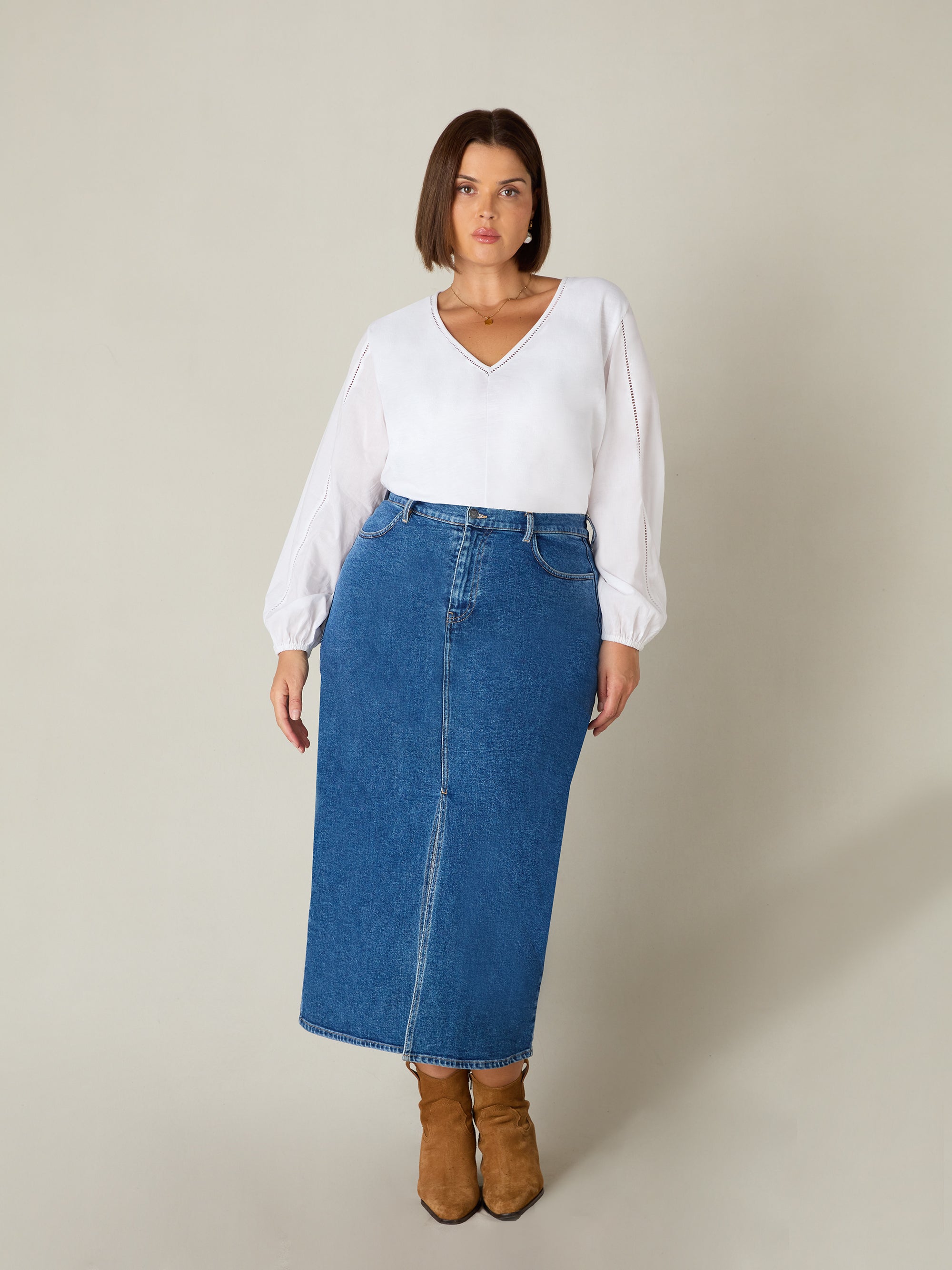 Denim Midi Skirt