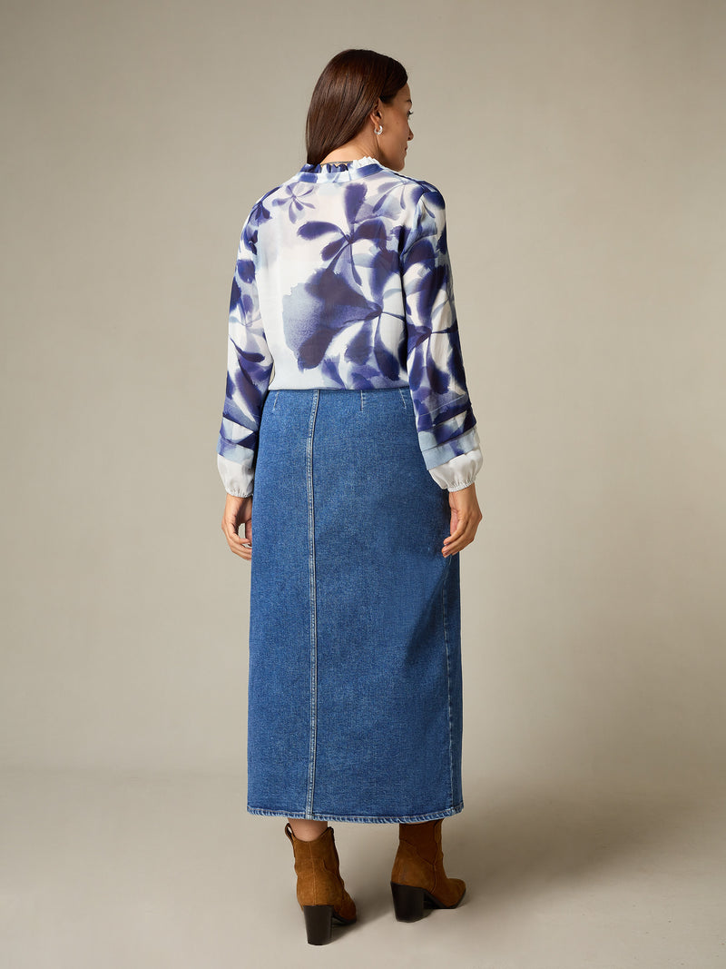 Petite Denim Midi Skirt
