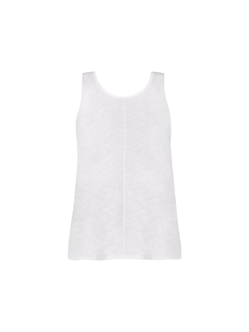 White Cotton Slub Round Neck Vest