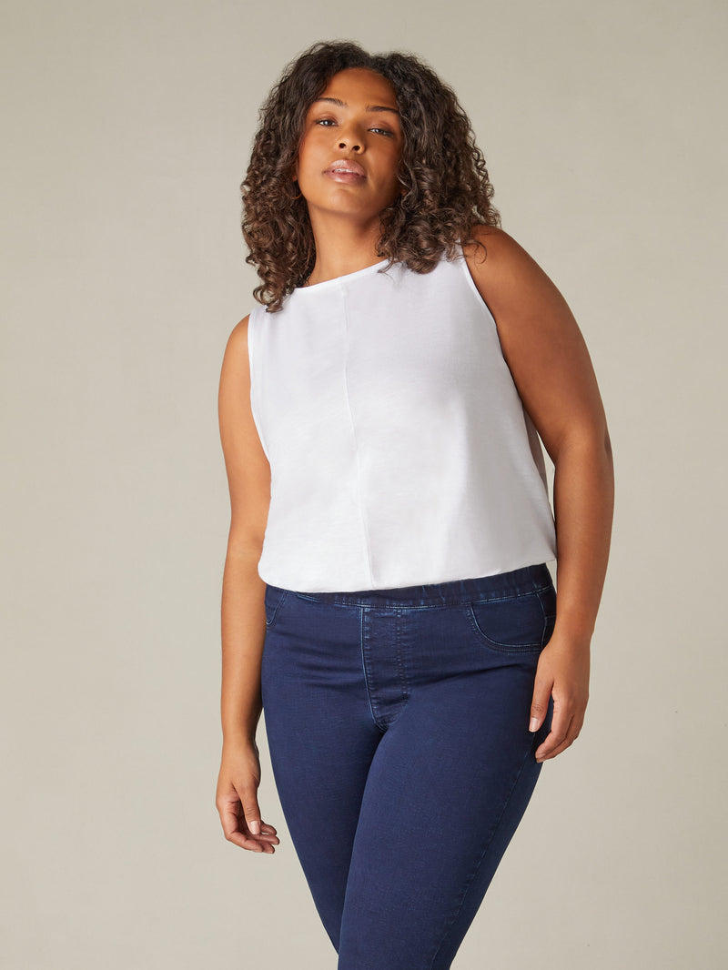 White Cotton Slub Round Neck Vest