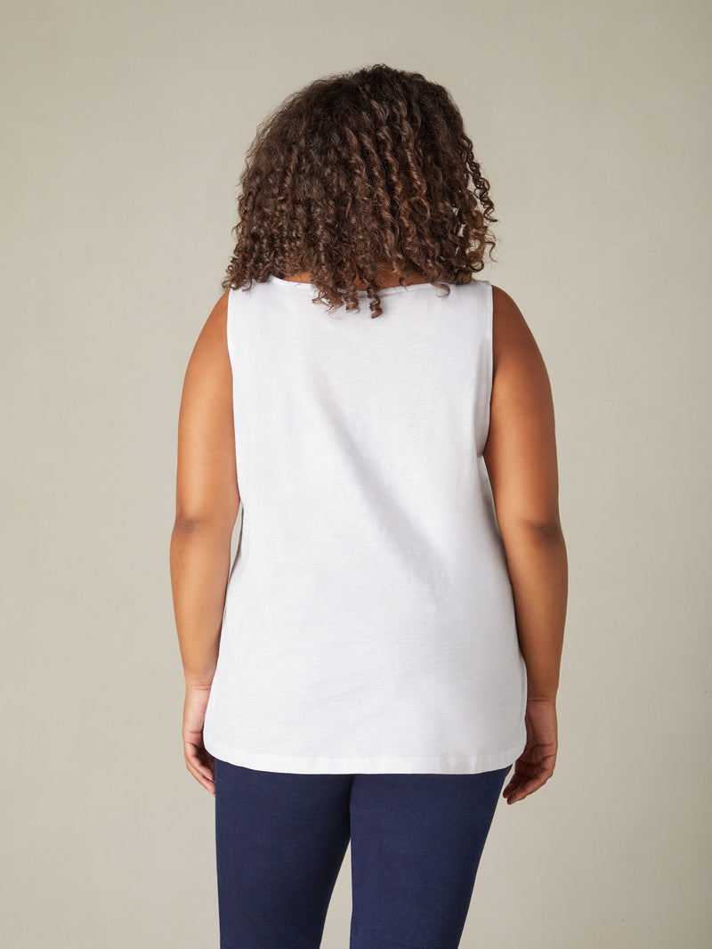 White Cotton Slub Round Neck Vest