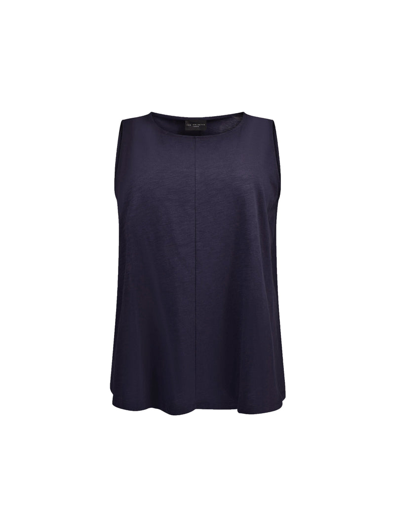 Navy Cotton Slub Round Neck Vest