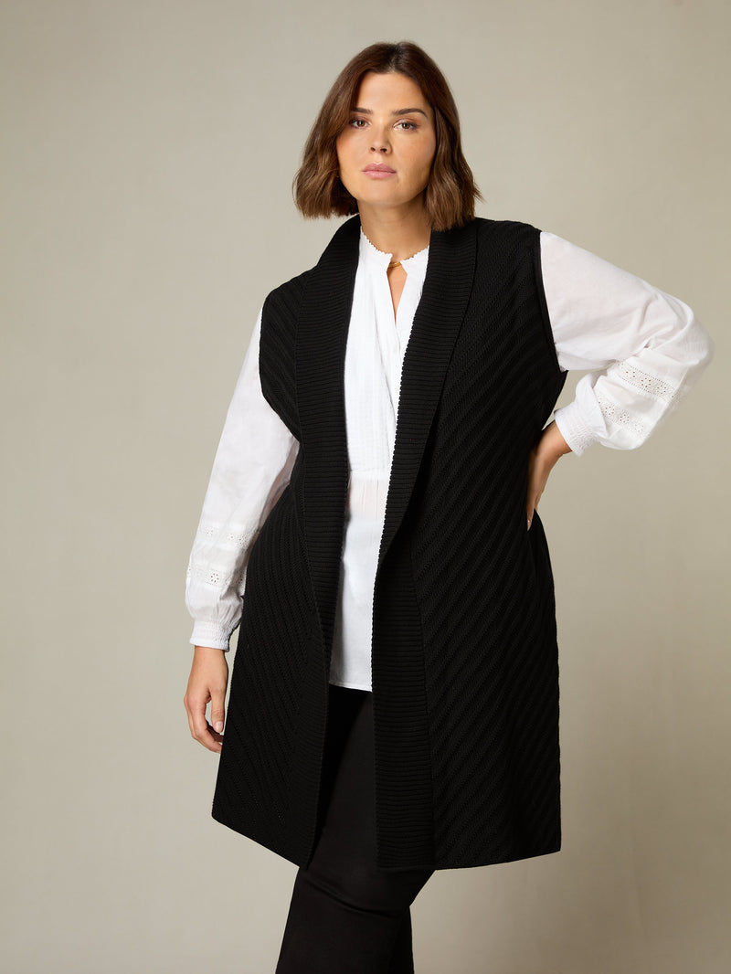 Black Sleeveless Cardigan