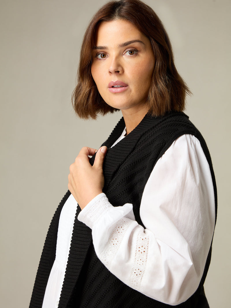 Black Sleeveless Cardigan