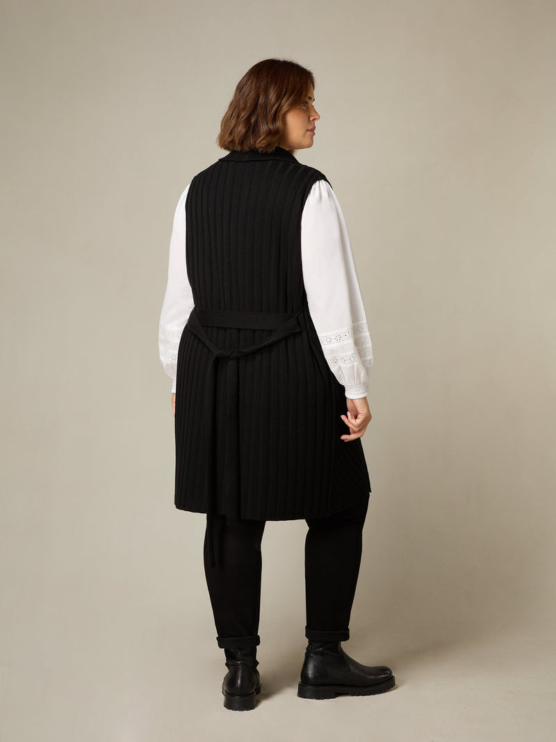 Black Sleeveless Cardigan