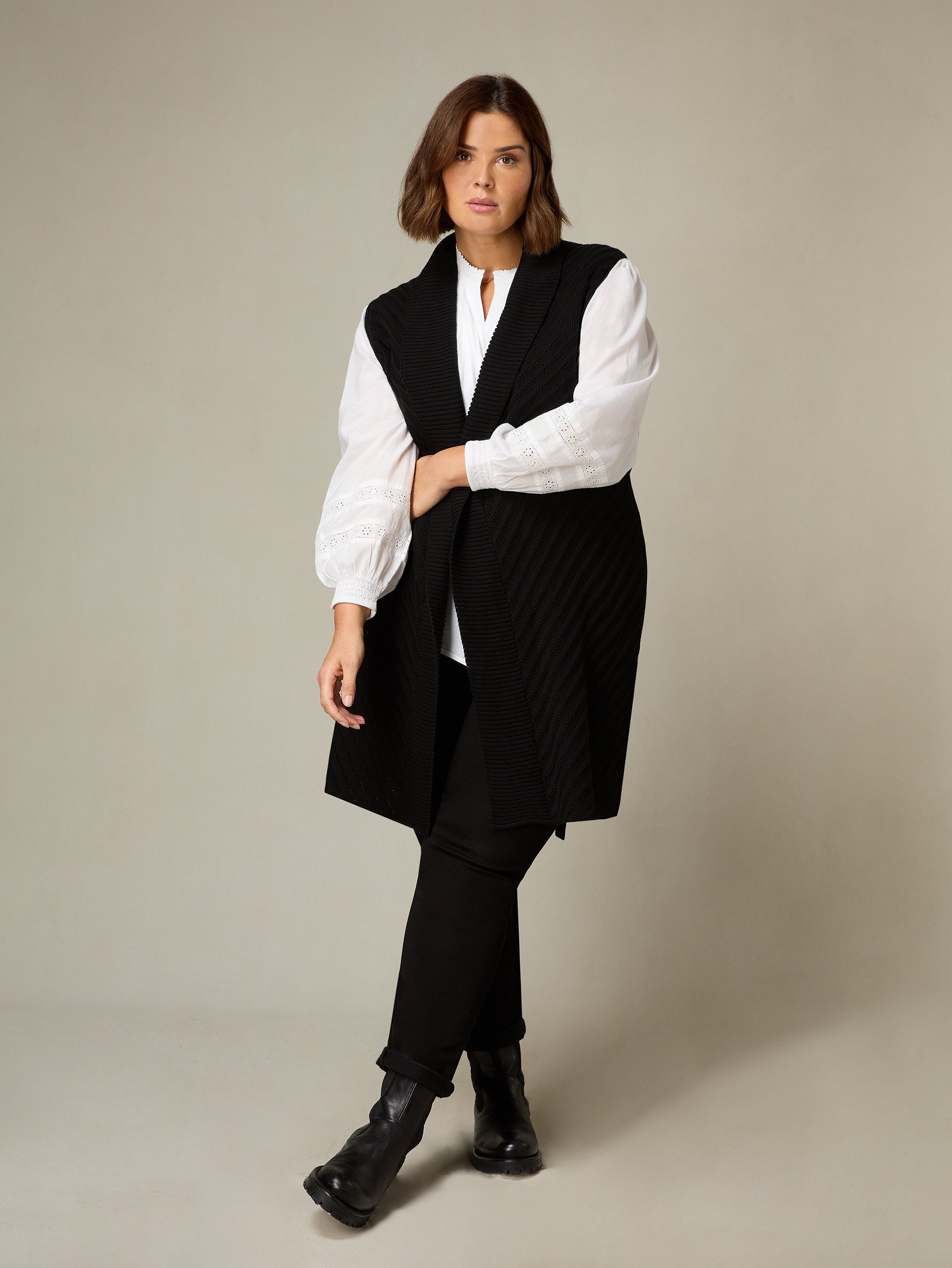 Black longline sleeveless clearance cardigan