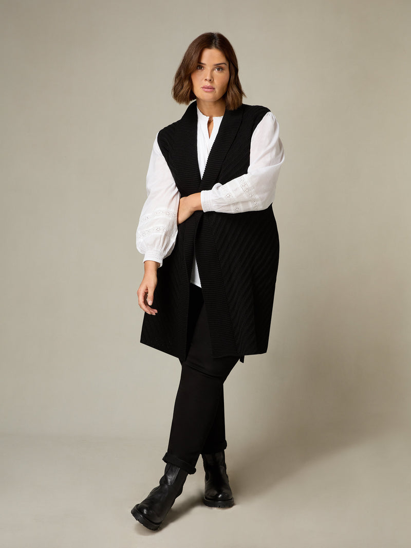 Black Sleeveless Cardigan