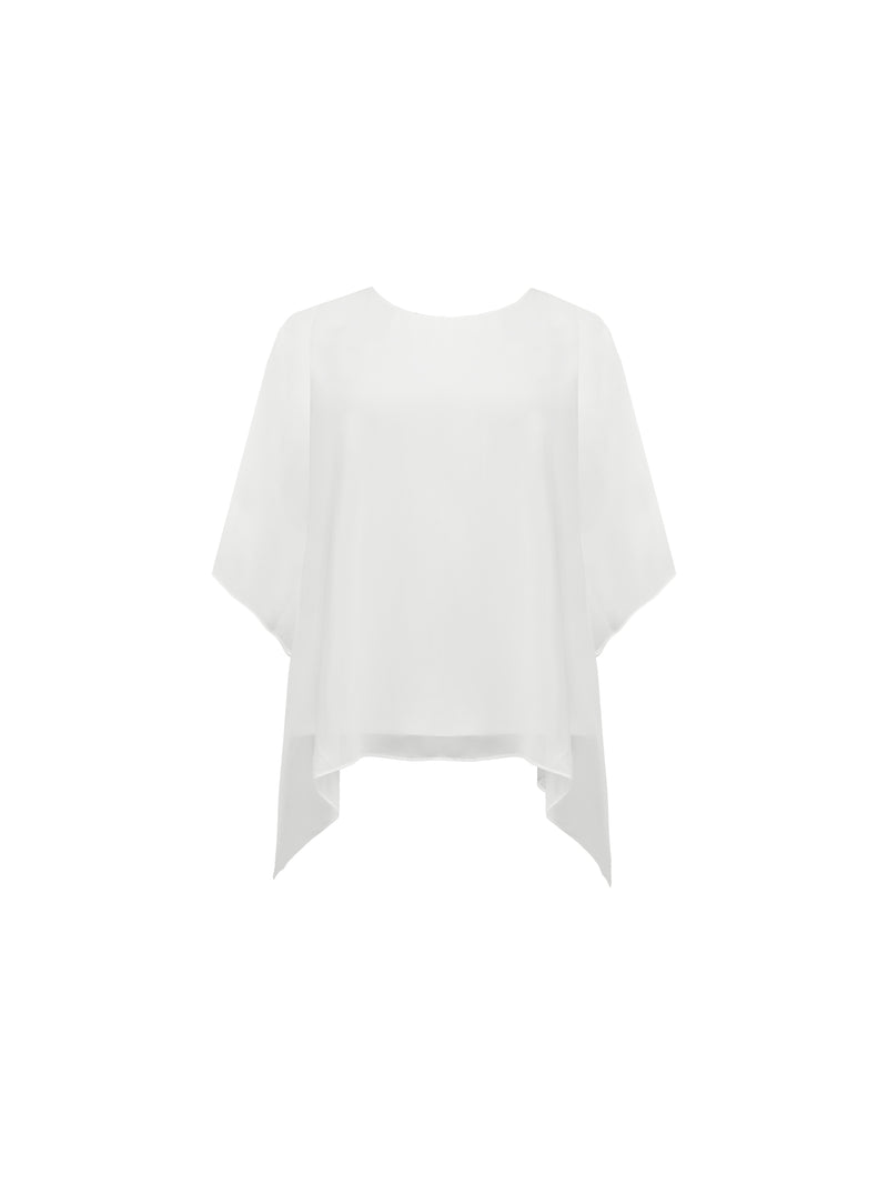 Ivory Chiffon Overlay Hanky Hem Top