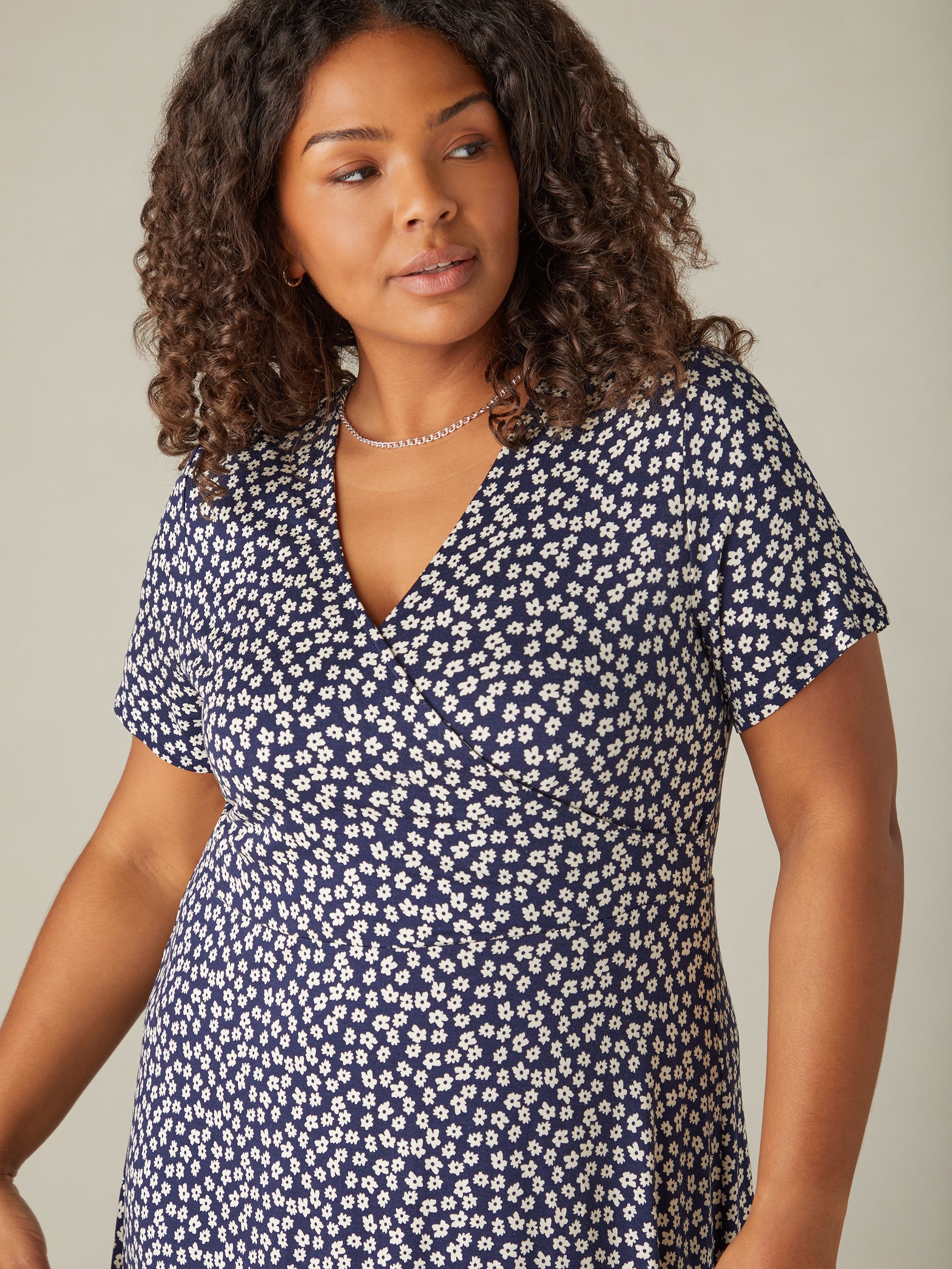 navy jersey wrap dress Tencel Jersey Midi Wrap Dress