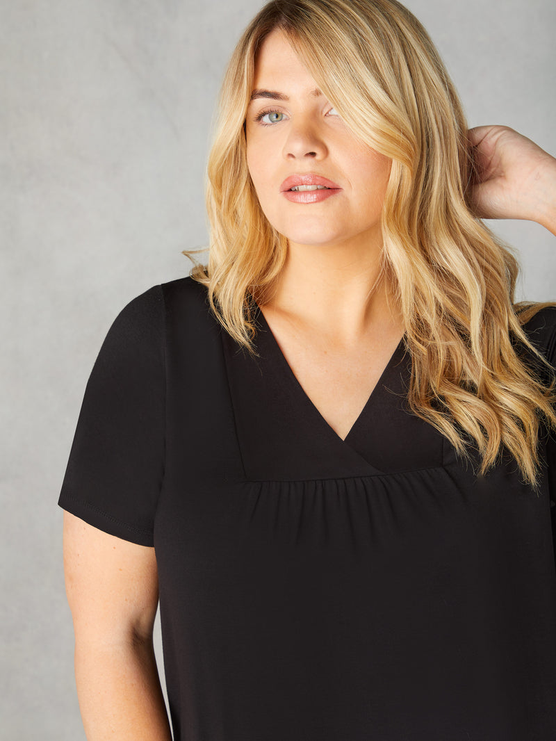 Black Jersey Cross Front Top