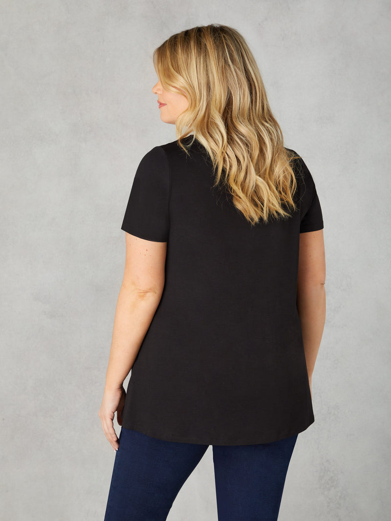 Black Jersey Cross Front Top