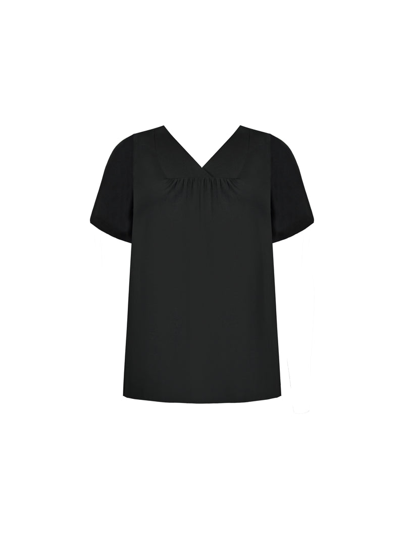 Black Jersey Cross Front Top