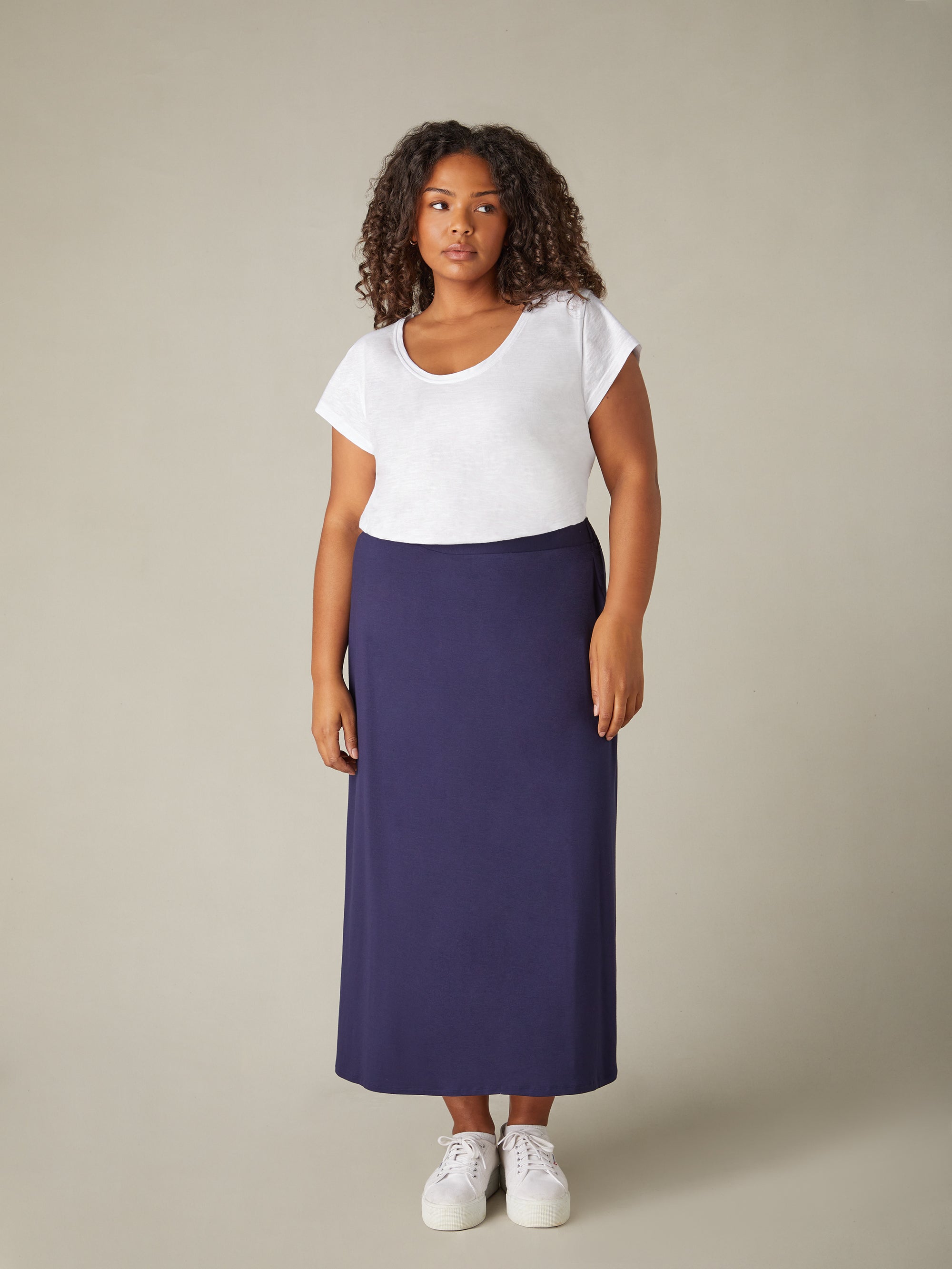 Plus size jersey midi skirt hotsell