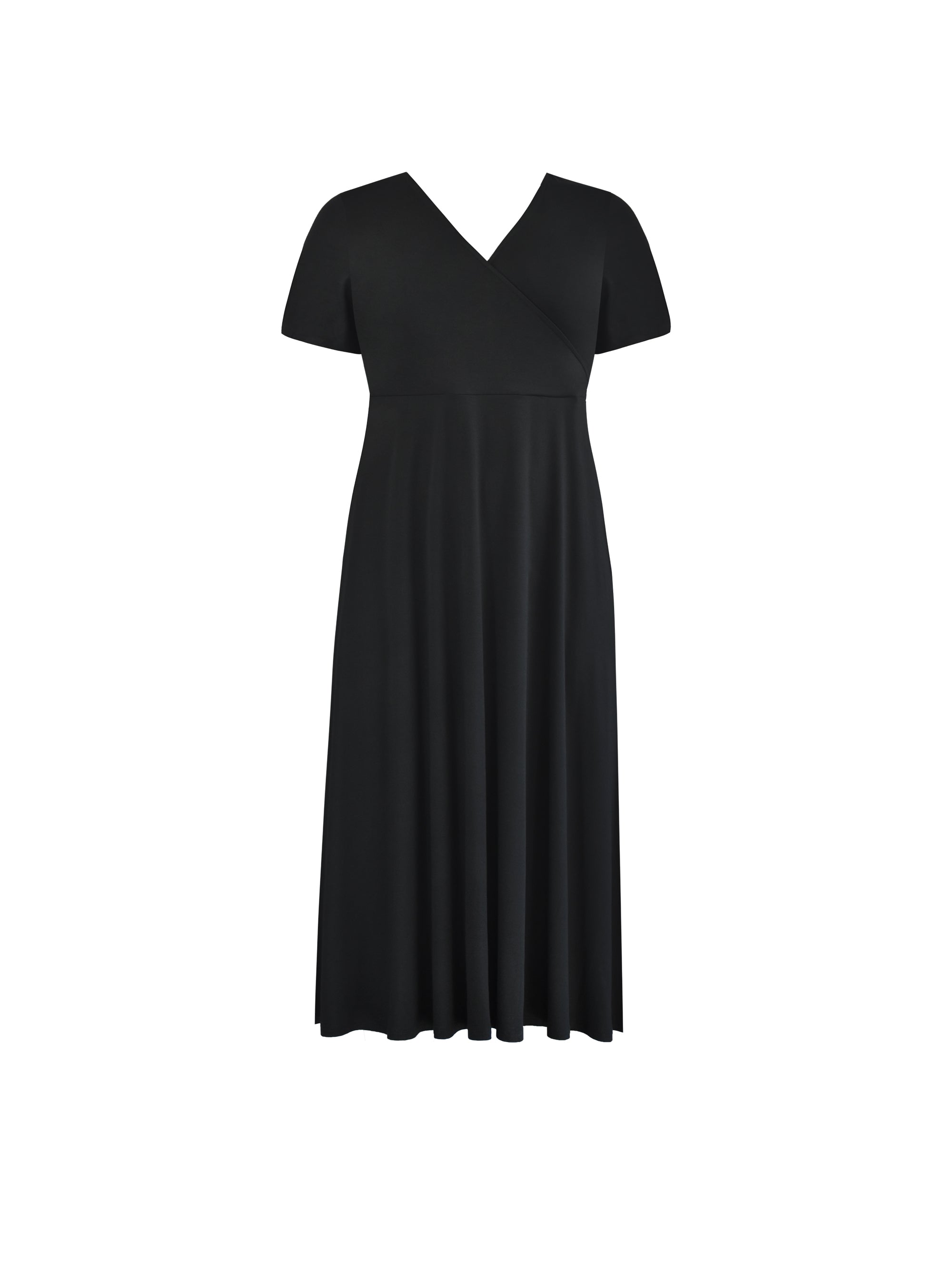 Black Jersey Wrap Midi Dress