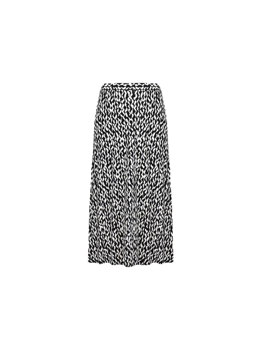 Mono Curl Print Jersey Midi Skirt