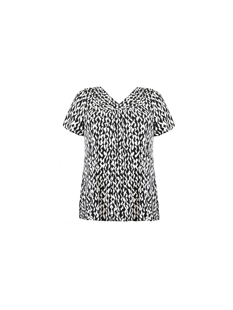 Mono Curl Print Jersey Cross Front Top