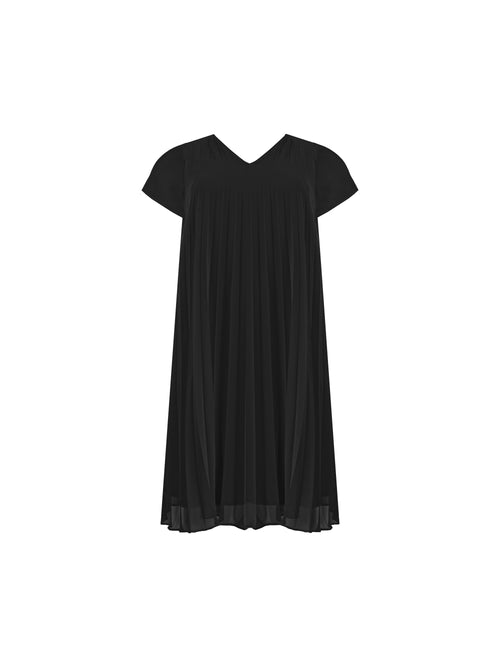 Black Chiffon Pleated Midi Dress