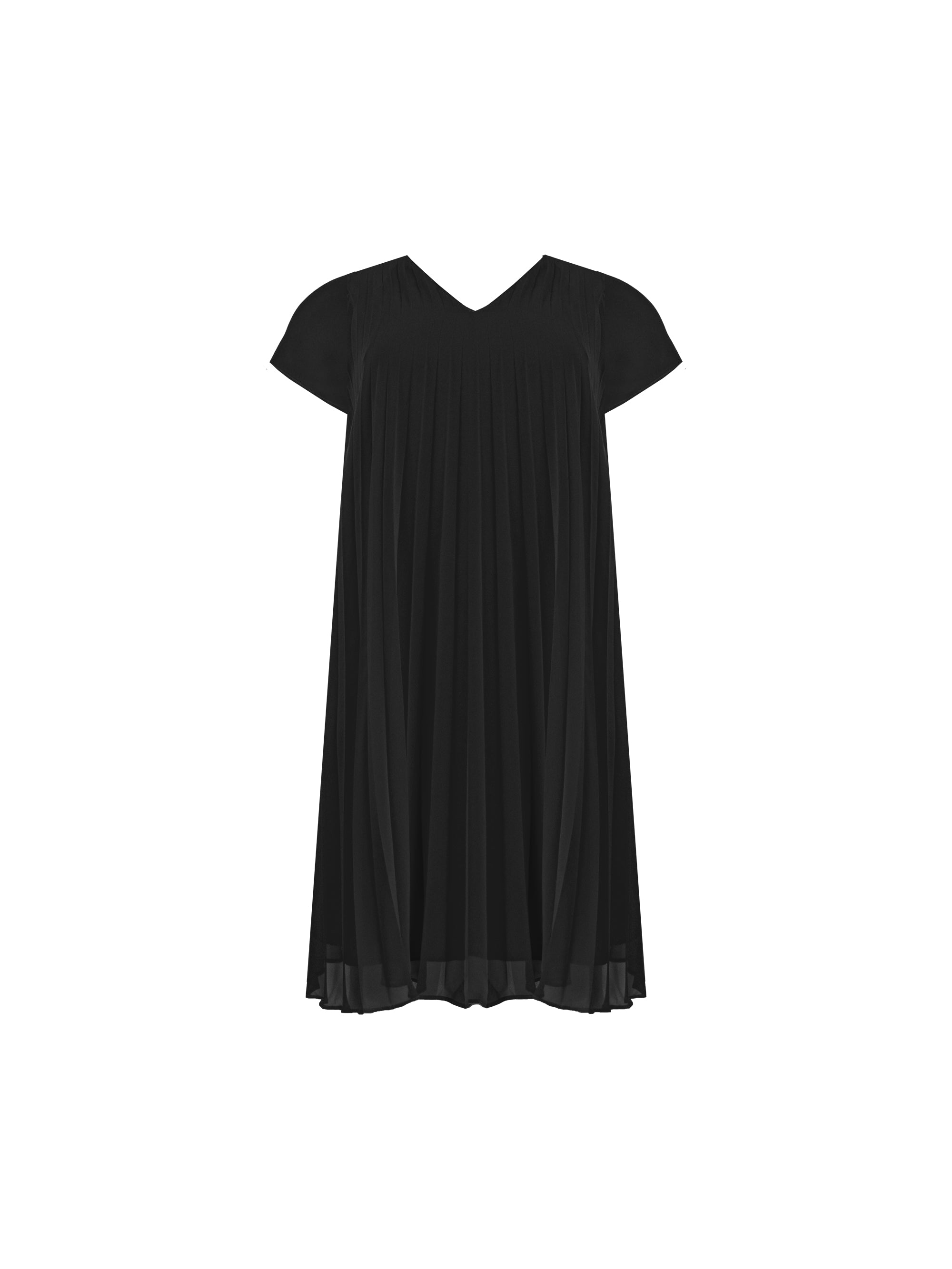 Black Chiffon Pleated Midi Dress