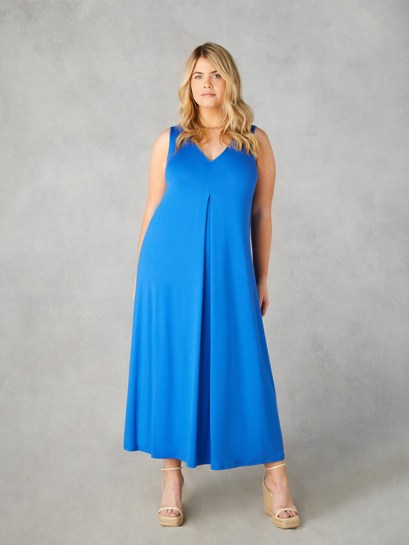 Blue Jersey Relaxed Midaxi Dress